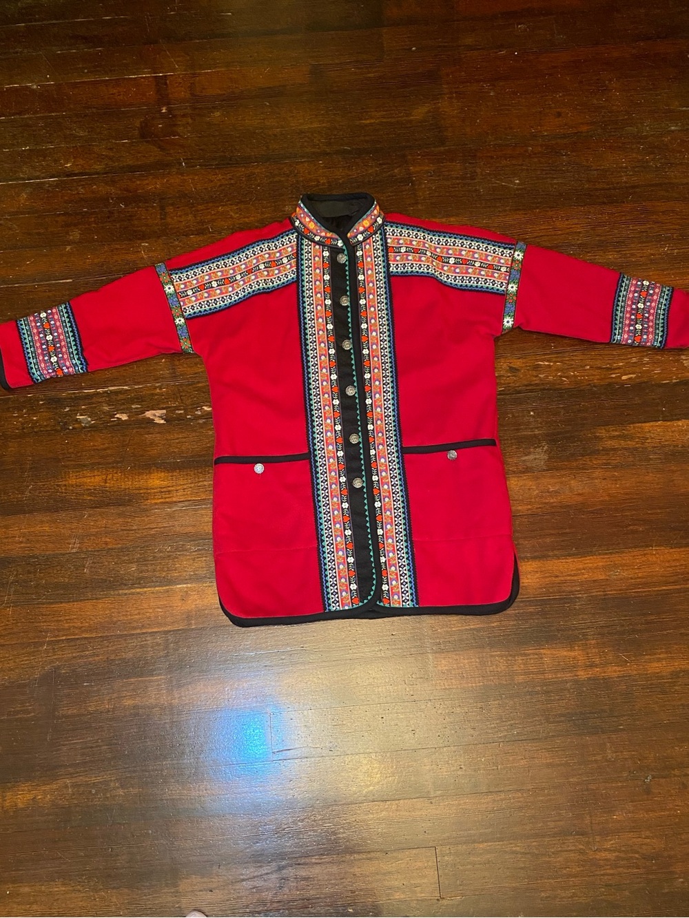 EUC True Vintage 100% Wool Trafitional Lapland Style Folk Art Coat